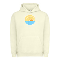 Pigment Pistachio cayman islands retro colorful ocean sunset palm tree novelty Urban Hoodie - linhVisuals