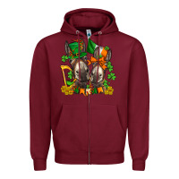 Burgundy st patricks donkeys with  shamrocks Zipper Hoodie - AdoDesignShop