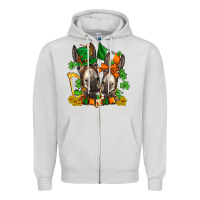 Dove Grey st patricks donkeys with  shamrocks Zipper Hoodie - AdoDesignShop