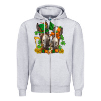 Heather Grey st patricks donkeys with  shamrocks Zipper Hoodie - AdoDesignShop