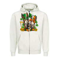 Oatmeal Heather st patricks donkeys with  shamrocks Zipper Hoodie - AdoDesignShop