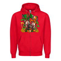 Red st patricks donkeys with  shamrocks Zipper Hoodie - AdoDesignShop