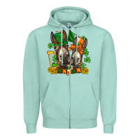 Seafoam st patricks donkeys with  shamrocks Zipper Hoodie - AdoDesignShop