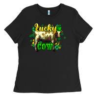Black St. Patrick's Day Cow Ladies Tee - HowdyJamesFarm
