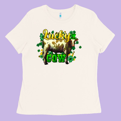 St. Patrick's Day Cow Ladies Tee Designed By Howdyjamesfarm
