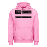 Fuchsia Pink black american flag distressed effect minimalist premium Urban Hoodie - linhVisuals