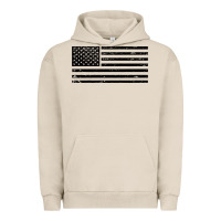 Pigment French Oak black american flag distressed effect minimalist premium Urban Hoodie - linhVisuals