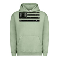 Black American Flag Distressed Effect Minimalist Premium Urban Hoodie | Teevron