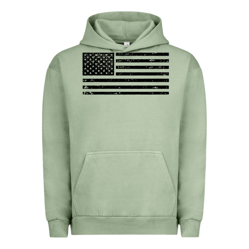 Black American Flag Distressed Effect Minimalist Premium Urban Hoodie by linhVisuals | Teevron