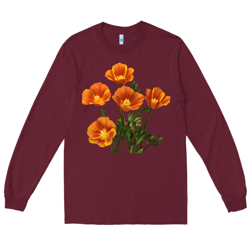 California Poppy Flower Long Sleeve Tee by RanaPortraitStore | Teevron