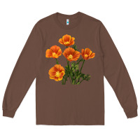 Chestnut California Poppy Flower Long Sleeve Tee - RanaPortraitStore