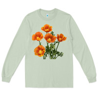 Matcha California Poppy Flower Long Sleeve Tee - RanaPortraitStore