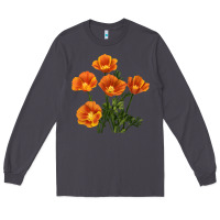 Smoke California Poppy Flower Long Sleeve Tee - RanaPortraitStore