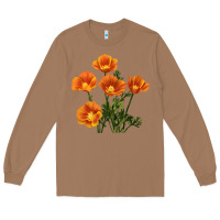 Toasted Coconut California Poppy Flower Long Sleeve Tee - RanaPortraitStore