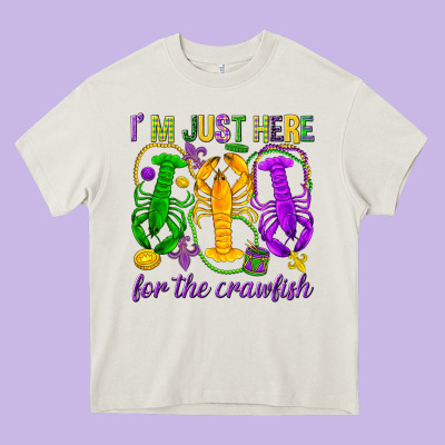 I'm Just Here For The Crawfish Heavy Core Tee Designed By Howdyjamesfarm