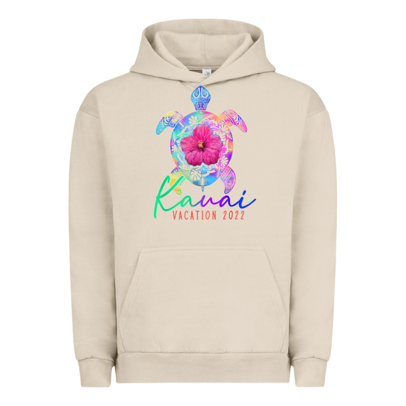 Kauai Hawaii Vacation 2022 Sea Turtle Flower Tropical T Shirt Urban Hoodie by linhVisuals | Teevron