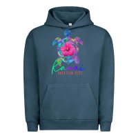 Pigment Midnight Navy kauai hawaii vacation 2022 sea turtle flower tropical t shirt Urban Hoodie - linhVisuals