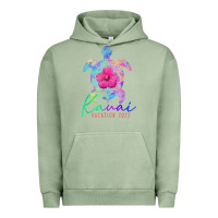 Pigment Oil Green kauai hawaii vacation 2022 sea turtle flower tropical t shirt Urban Hoodie - linhVisuals