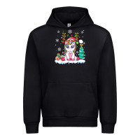 Black cute unicorn christmas shirt kid girls women deer santa xmas 1 Urban Hoodie - linhVisuals