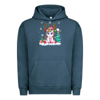 Pigment Midnight Navy cute unicorn christmas shirt kid girls women deer santa xmas 1 Urban Hoodie - linhVisuals