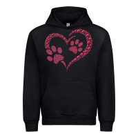 Black funny valentine day gift t  shirt paw print heart dog cat owner lover Urban Hoodie - linhVisuals