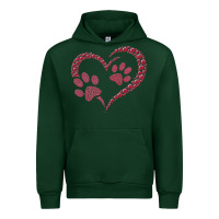 Forest Green funny valentine day gift t  shirt paw print heart dog cat owner lover Urban Hoodie - linhVisuals