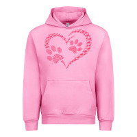 Fuchsia Pink funny valentine day gift t  shirt paw print heart dog cat owner lover Urban Hoodie - linhVisuals