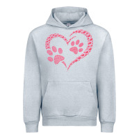 Heather Grey funny valentine day gift t  shirt paw print heart dog cat owner lover Urban Hoodie - linhVisuals