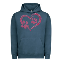 Pigment Midnight Navy funny valentine day gift t  shirt paw print heart dog cat owner lover Urban Hoodie - linhVisuals
