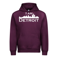 Mauve Wine I Am Detroit Urban Hoodie - linhVisuals
