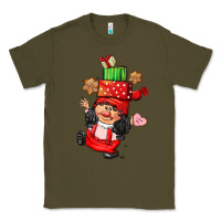 Army Green cute christmas girl gnome Classic Tee - CowGirlArtShop