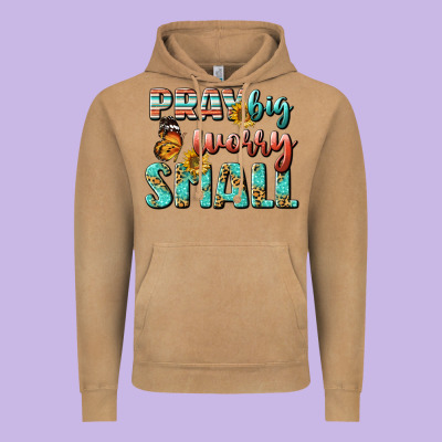 Pray Big Worry Small Vintage Hoodie Designed By Bundleandbundleshop