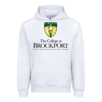 White SUNY Brockport College Urban Hoodie - linhVisuals
