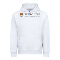 White SUNY Buffalo State College Urban Hoodie - linhVisuals