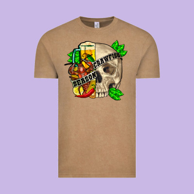 Skull Crawfish Season Vintage Tee Designed By Fadigitalartstudio