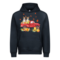 Navy basenji pumpkin truck fall leaf thanksgiving halloween Urban Hoodie - linhVisuals