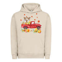 Pigment French Oak basenji pumpkin truck fall leaf thanksgiving halloween Urban Hoodie - linhVisuals