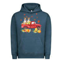 Pigment Midnight Navy basenji pumpkin truck fall leaf thanksgiving halloween Urban Hoodie - linhVisuals