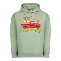 Pigment Oil Green basenji pumpkin truck fall leaf thanksgiving halloween Urban Hoodie - linhVisuals