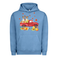 Pigment Pebble Blue basenji pumpkin truck fall leaf thanksgiving halloween Urban Hoodie - linhVisuals