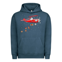 Pigment Midnight Navy christmas santa claus pilot flying airplane gift tee Urban Hoodie - linhVisuals