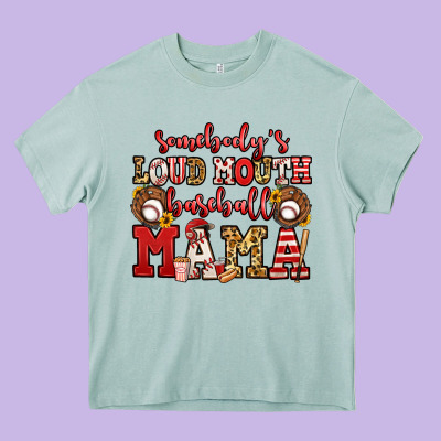 Somebody's Loud Mouth Baseball Mama Heavy Core Tee Designed By Jasminsmagicworld