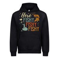 Black here fishy fishy fishy fishing lovers gifts Urban Hoodie - linhVisuals