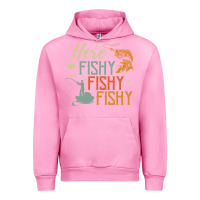 Fuchsia Pink here fishy fishy fishy fishing lovers gifts Urban Hoodie - linhVisuals