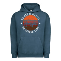 Pigment Midnight Navy no one is illegal on stolen land 4th of july bison Urban Hoodie - linhVisuals