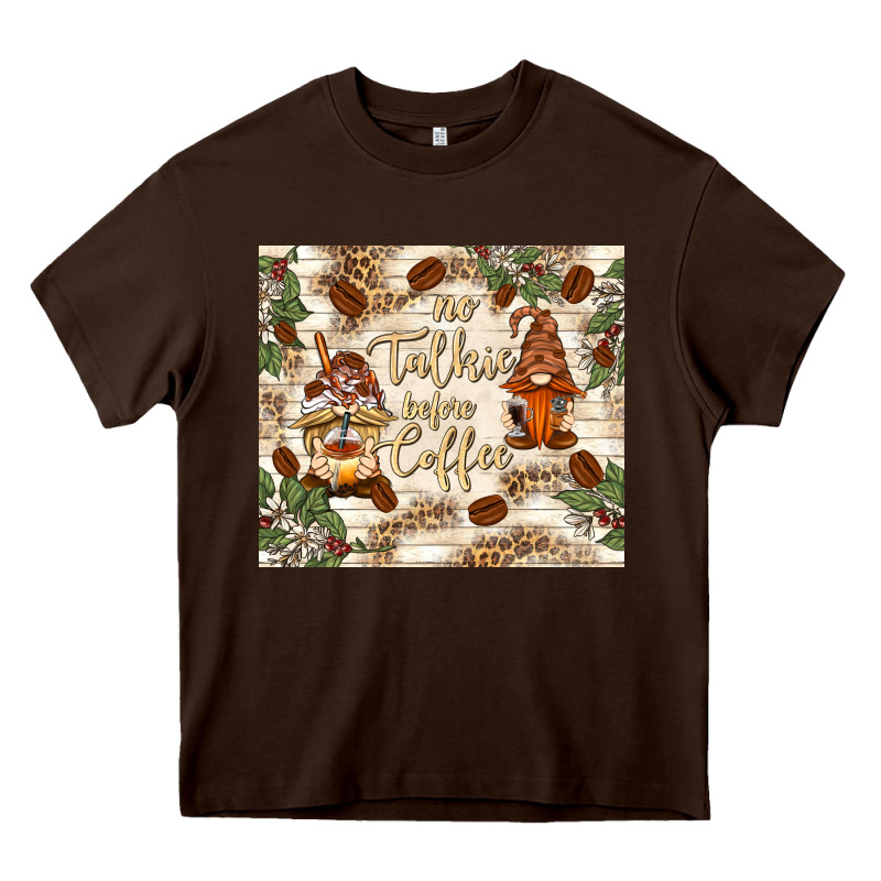 No Talkie Before Coffee With Gnomies Heavy Core Tee by TumblerDesignByShophia | Teevron