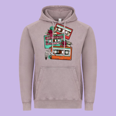 Cassette Floral Gemstone Vintage Hoodie Designed By Fadigitalartstudio