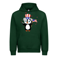 Forest Green penguin american 4th of july penguin american flag Urban Hoodie - linhVisuals