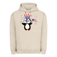 Pigment French Oak penguin american 4th of july penguin american flag Urban Hoodie - linhVisuals