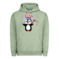 Pigment Oil Green penguin american 4th of july penguin american flag Urban Hoodie - linhVisuals